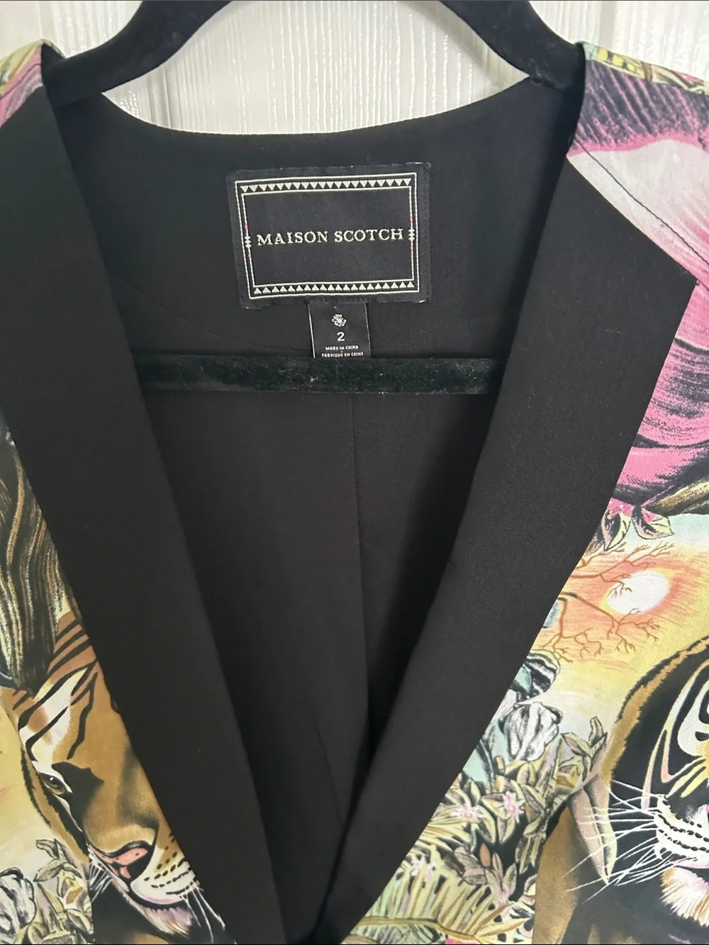 Maison Scotch Multicolor Tiger & Floral Print Blazer with Black Lapel - Picture 2 of 6
